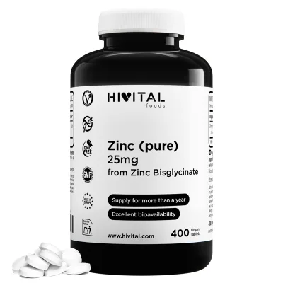 Zinc puro 25 mg | 400 comprimidos veganos — mejor Zinc