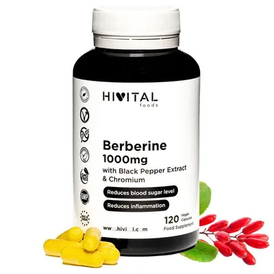 Berberina 1000 mg 120 Cápsulas Veganas — mejor Berberina