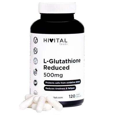 L-Glutatión Reducido 500 mg - 120 cápsulas veganas — mejor Glutatión