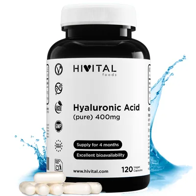 Ácido Hialurónico Puro 400 mg - 120 Cápsulas Veganas — mejor Ácido hialurónico