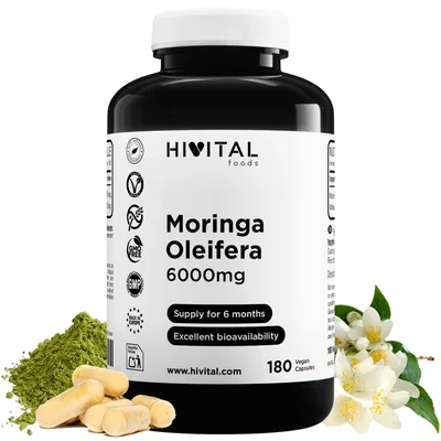 Moringa Oleifera 6000 mg - 180 cápsulas veganas — mejor moringa