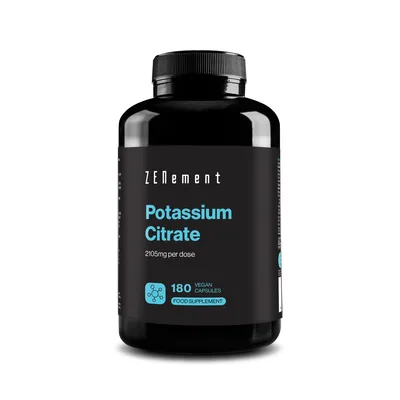 Citrato de Potasio 2105 mg por dosis - 180 Cápsulas Veganas — mejor Potasio