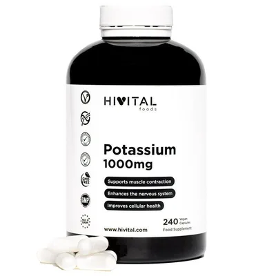 Potasio 1000 mg - 240 Cápsulas Veganas — mejor Potasio