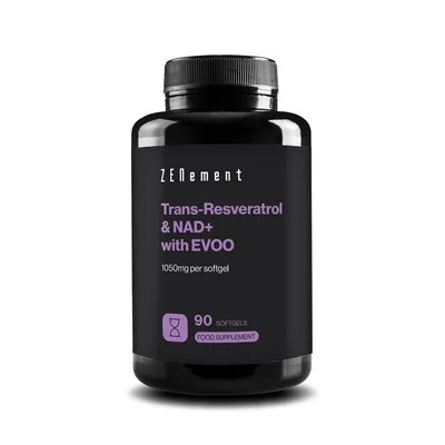Trans-Resveratrol & NAD+ con AOVE 1055mg 90 softgels — mejor Resveratrol