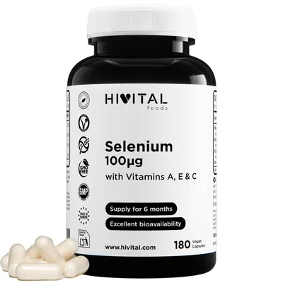 Selenio 100 mcg con Vitaminas A, E y C - 180 caps — mejor Selenio