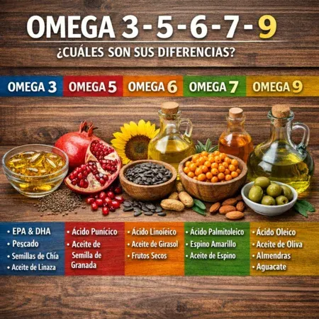 Omega 3, 5, 6, 7 y 9: diferencias reales y para qué sirve cada uno